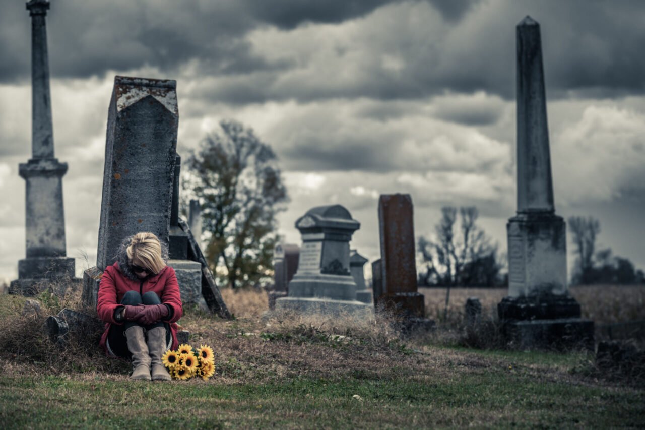 Lonely Sad Young Woman In Mourning